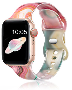 Силиконовый ремешок с принтом для Apple Watch Band Pink Blue Marble, 38mm 40mm 41mm,